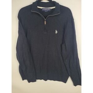 U.S. Polo Assn Men's Sweater XL Navy Blue Quarter Zip Pullover Knit Long Sleeve